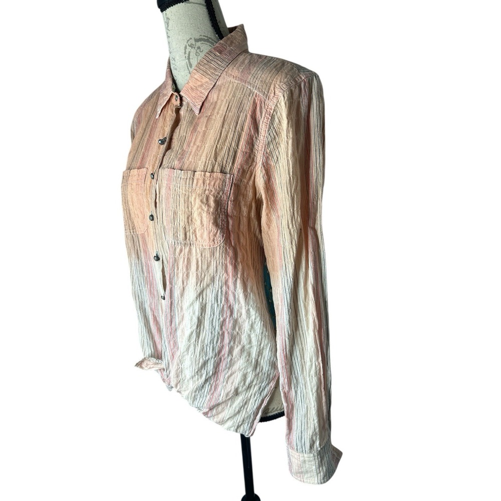 Aratta Silent Journey Womens Floral Mixed Media Button Up L/S Shirt Top‎ Small - Picture 3 of 6